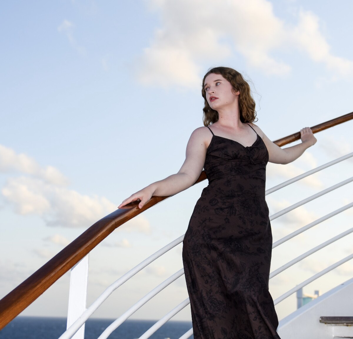 Sophe Robertson on a ship deck